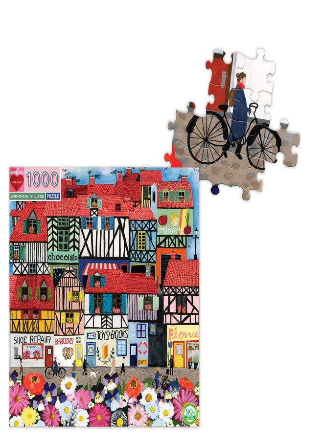 eeBoo: Piece and Love Whimsical Village 1000-piece square Jigsaw Puzzle for Adults and Families, Includes Glossy, Sturdy Pieces and Minimal Puzzle Dust - Image 2